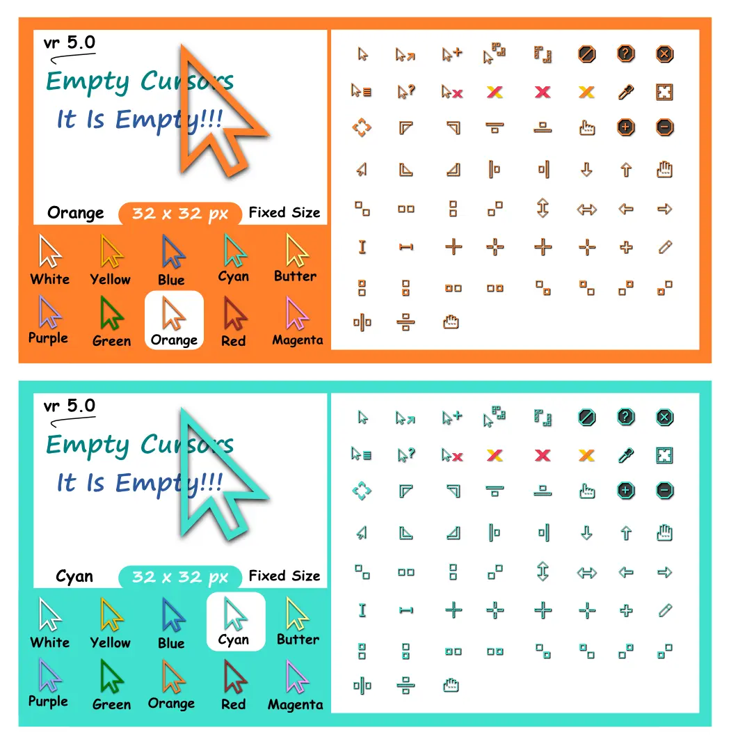 鼠标指针|Win11/Win10 鼠标指针免费下载 – Empty Pixel Cursor