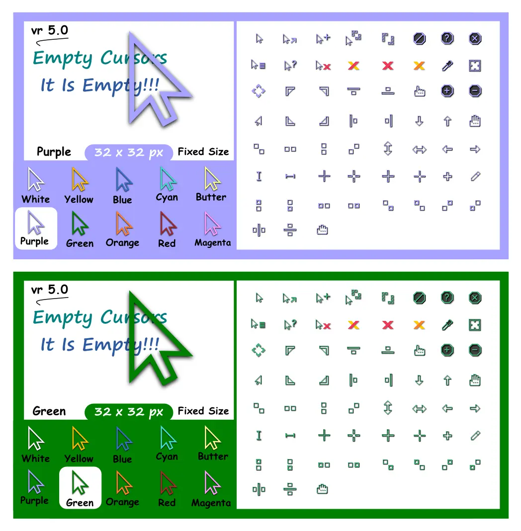 鼠标指针|Win11/Win10 鼠标指针免费下载 – Empty Pixel Cursor