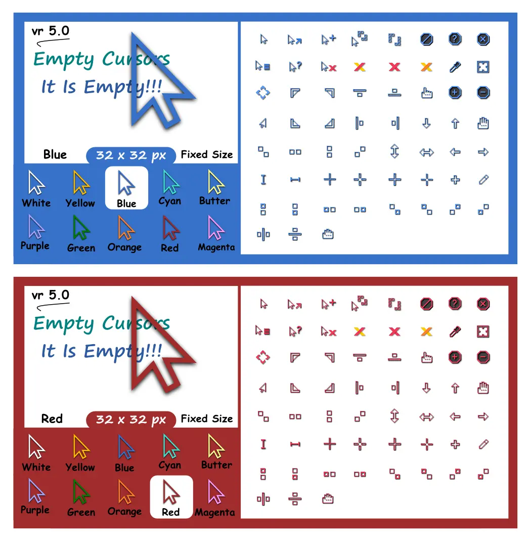 鼠标指针|Win11/Win10 鼠标指针免费下载 – Empty Pixel Cursor