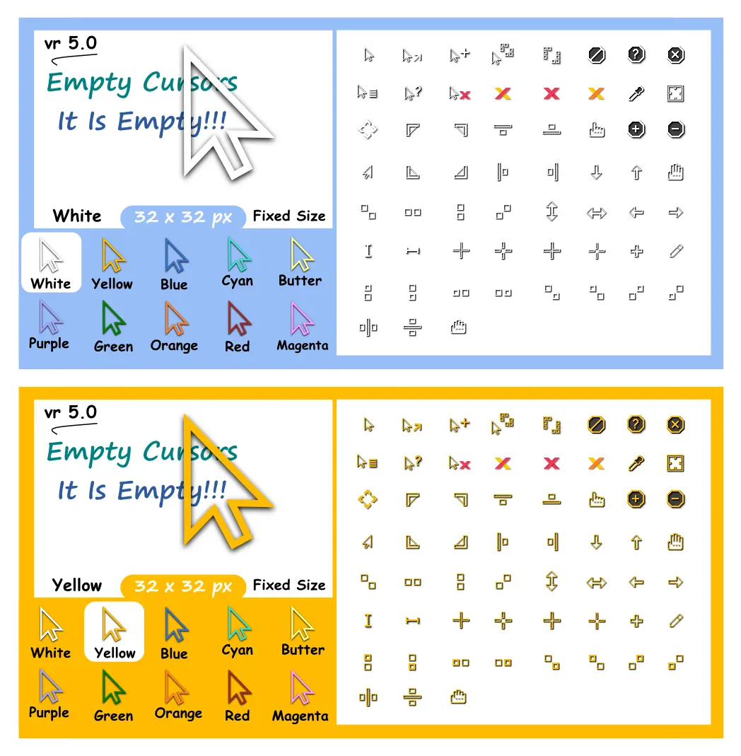 鼠标指针|Win11/Win10 鼠标指针免费下载 – Empty Pixel Cursor