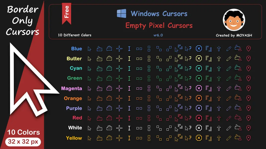 鼠标指针|Win11/Win10 鼠标指针免费下载 – Empty Pixel Cursor