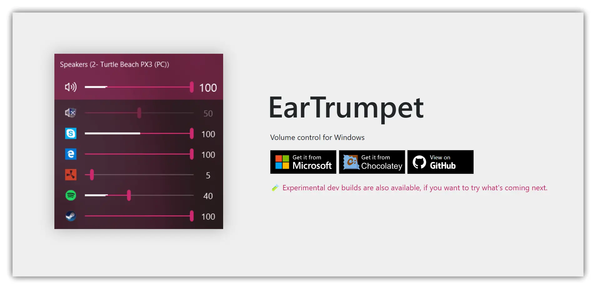 EarTrumpet 声音控制软件 – 独立调音｜支持声音切换至不同输出端