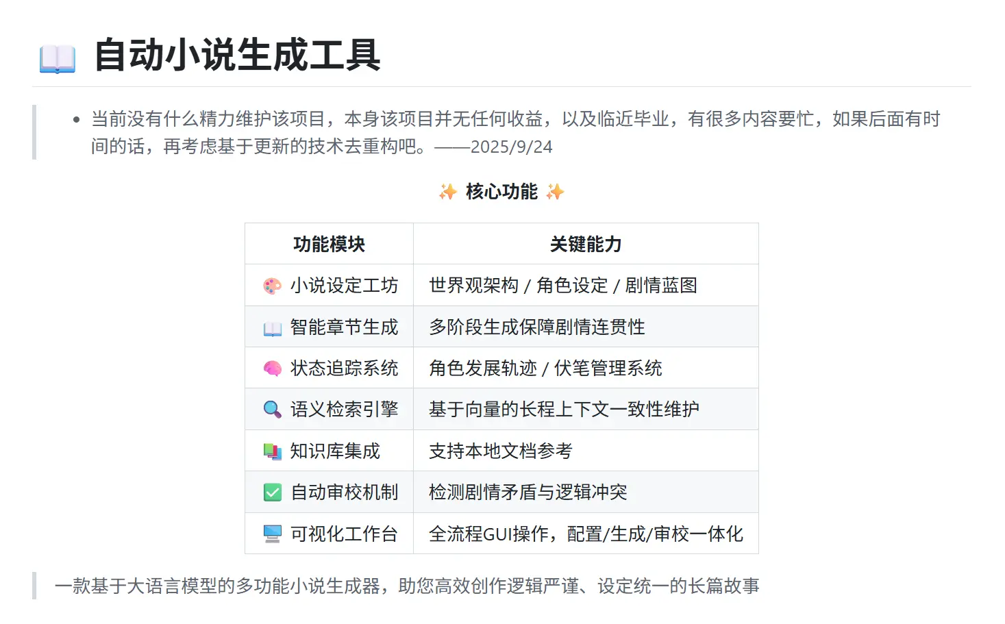 AI NovelGenerator – AI自动小说生成工具