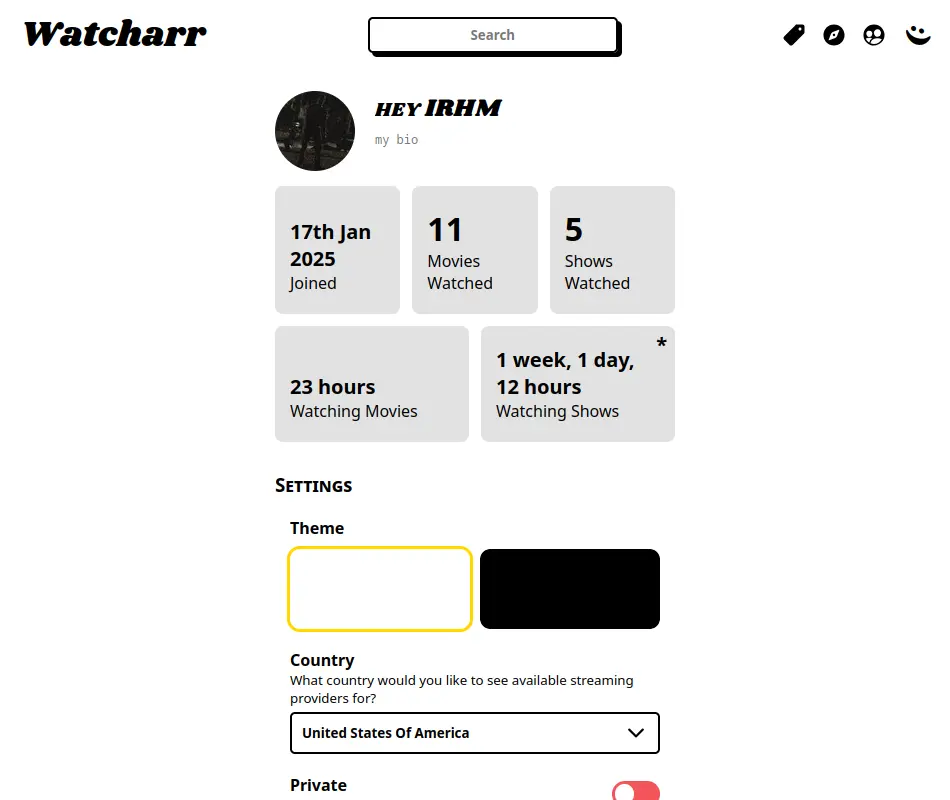 Watcharr - 自托管观影数据记录工具