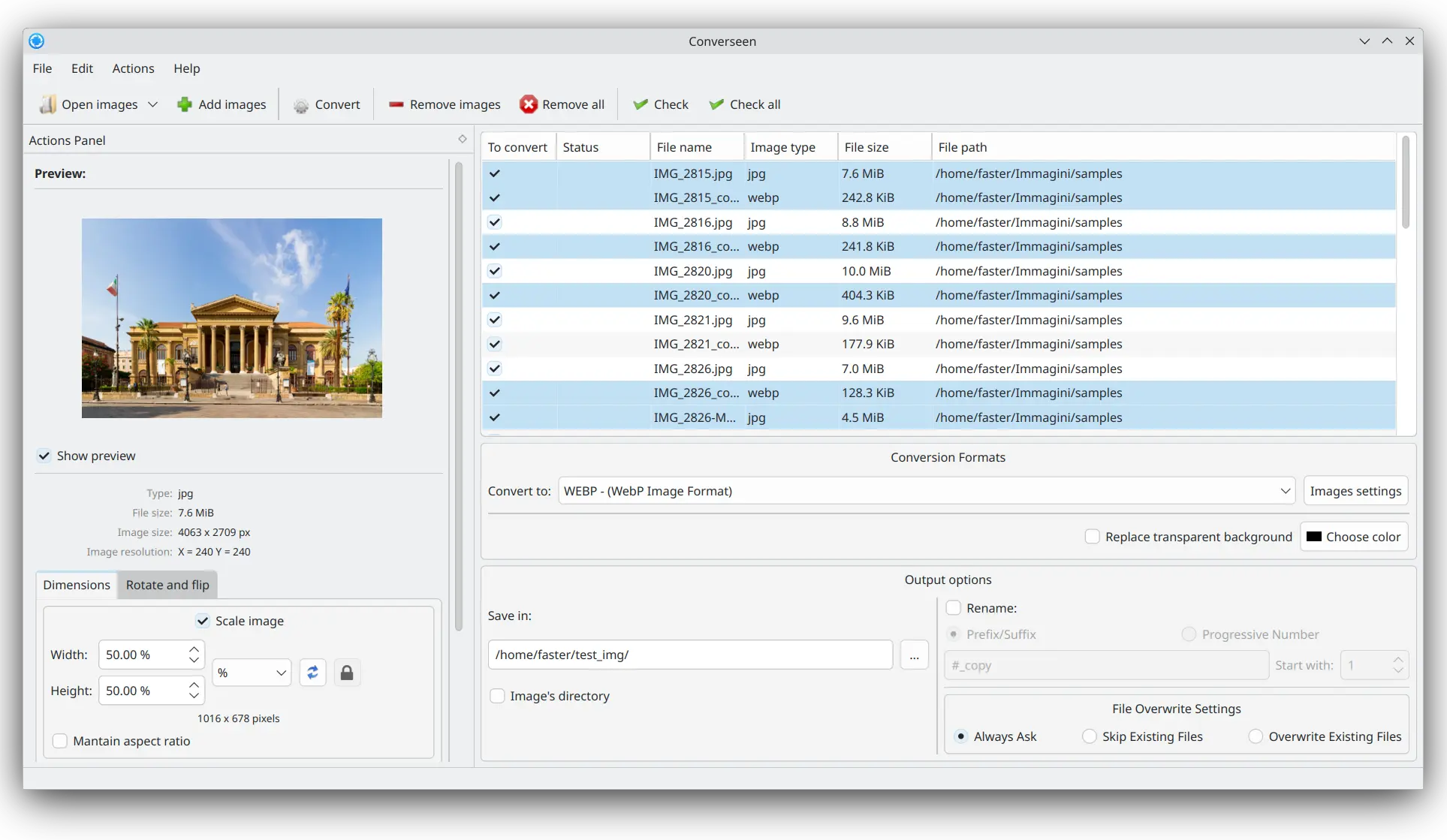 Converseen – 开源免费的批量图片格式转换和调整工具