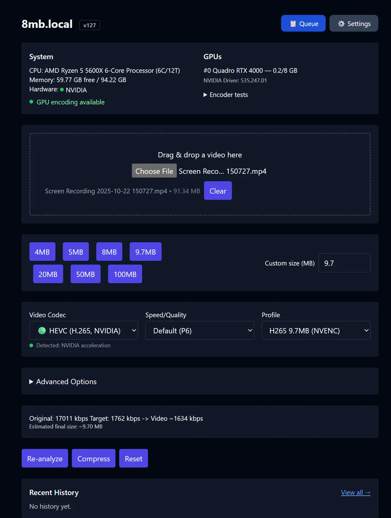 8mb.local - 开源免费的视频大小自定义压缩工具