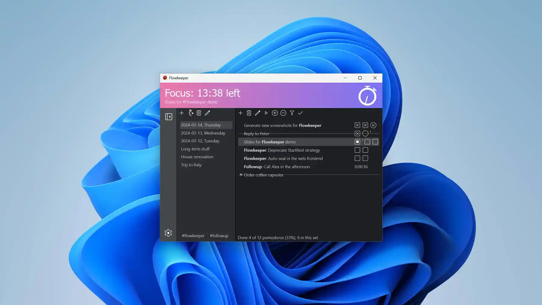 Flowkeeper - 界面清爽开源免费的桌面计时器