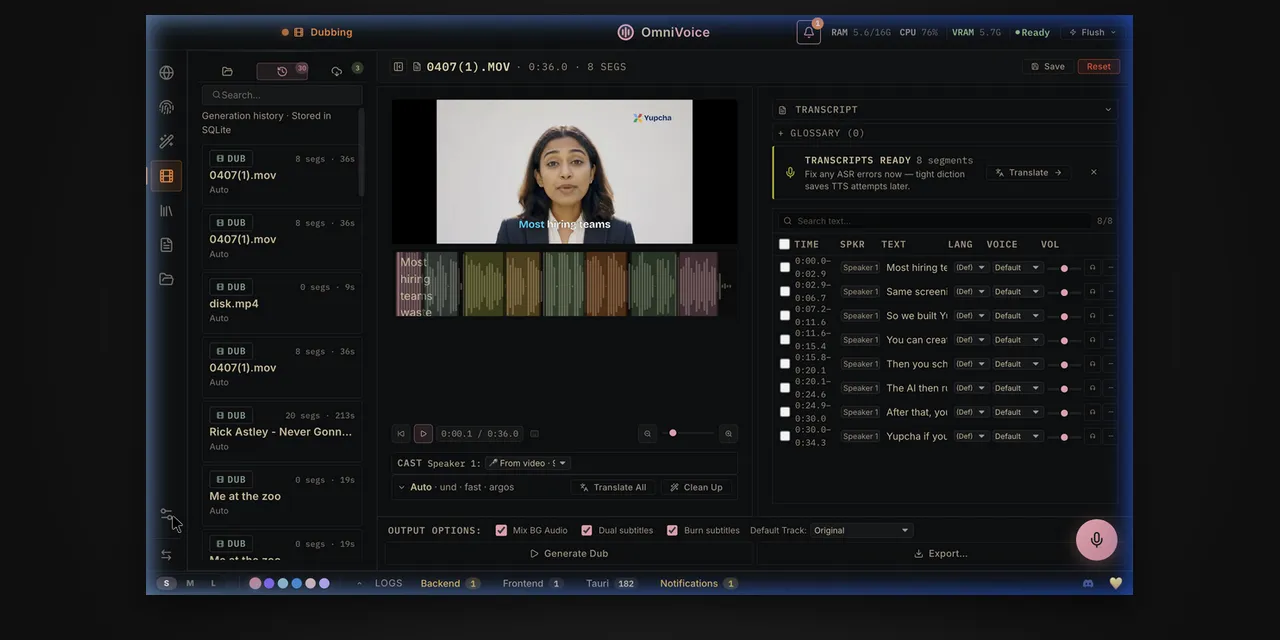OmniVoice Studio – 本地语音克隆免费桌面配音工具｜3 秒复刻人声｜646 语种