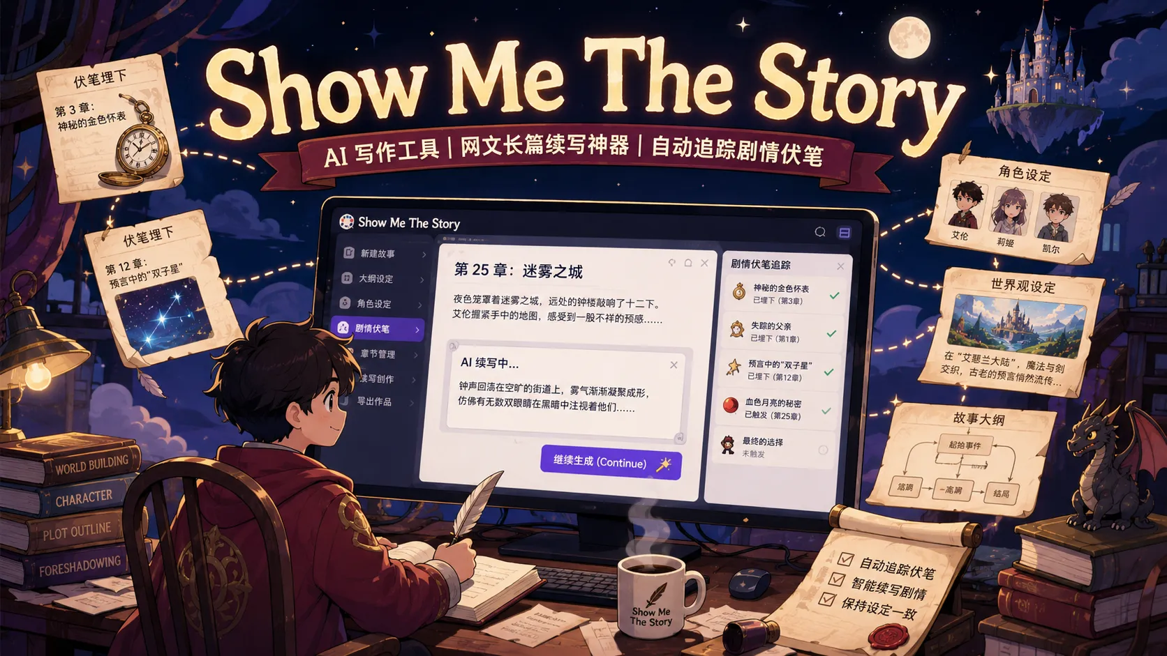 Show Me The Story – AI 写作工具｜网文长篇续写神器｜自动追踪剧情伏笔